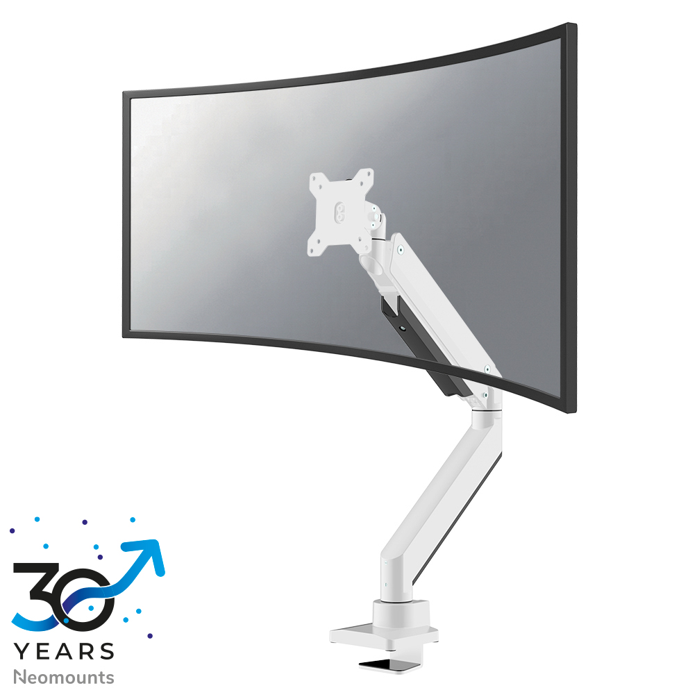 Neomounts NM-D775WHITEPLUS Monitorarm 10-49" - Gasfeder - Topfix - 180°-Stopp